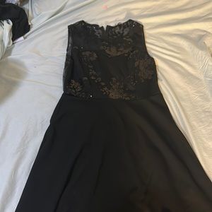 See through mesh back mini black dress
